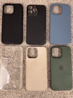 iPhone 15 Pro Max 6 Case Lot — Apple, Speck , Spigen, Carbon Fiber